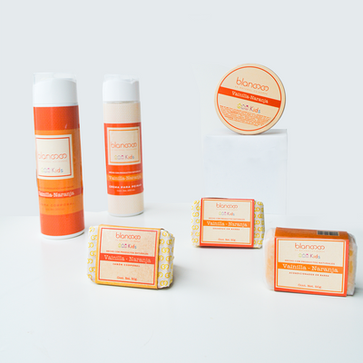 KIT LEAL: Crema Corporal + Crema para Peinar + Shampoo + Jabón + Acondicionador + Gel de Vainilla-Naranja