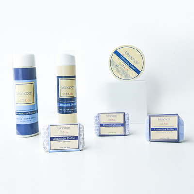 KIT LEAL: Crema Corporal + Crema para Peinar + Shampoo + Jabón + Acondicionador + Gel de Almendras Dulces